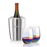 Ensemble refroidisseur de vin Pescara et 2 verres à vin sans pied Miami 19 oz