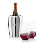 Ensemble refroidisseur de vin Pescara et 2 verres à vin sans pied Oldham 15 oz