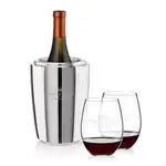 Ensemble refroidisseur de vin Pescara et 2 verres à vin sans pied RIEDEL