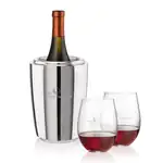 Ensemble refroidisseur de vin Pescara et 2 verres à vin sans pied Redmond
