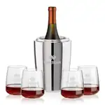 Ensemble refroidisseur de vin Pescara et 4 verres à vin sans pied Dunhill 12.25 oz