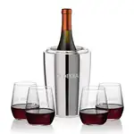 Ensemble refroidisseur de vin Pescara et 4 verres à vin sans pied Germain 12.5 oz