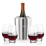 Ensemble refroidisseur de vin Pescara et 4 verres à vin sans pied Glenarden