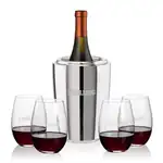 Ensemble refroidisseur de vin Pescara et 4 verres à vin sans pied Laurent 18.5 oz