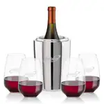 Ensemble refroidisseur de vin Pescara et 4 verres à vin sans pied Oldham 15 oz
