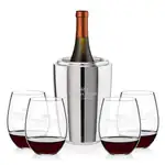 Ensemble refroidisseur de vin Pescara et 4 verres à vin sans pied RIEDEL
