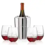 Ensemble refroidisseur de vin Pescara et 4 verres à vin sans pied Redmond