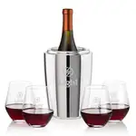 Ensemble refroidisseur de vin Pescara et 4 verres à vin sans pied Reina