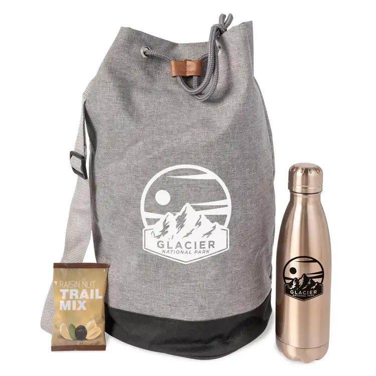 Sling Backpack, Bottle and Raisin Nut Gift Set