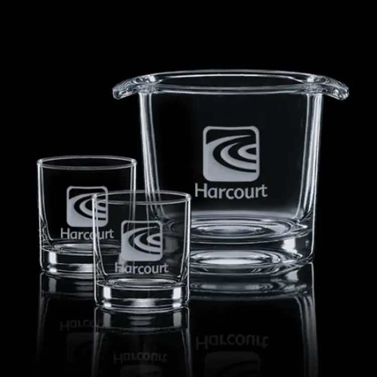 Ensemble seau à glace Aristocrat et 2 verres - Gravure #2