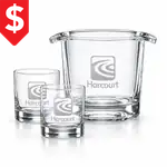 Ensemble seau à glace Aristocrat et 2 verres - Gravure