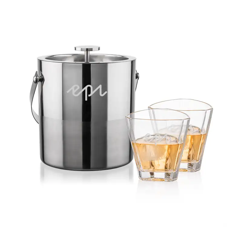 Catania Ice Bucket and 2 Arrellano Glasses Set