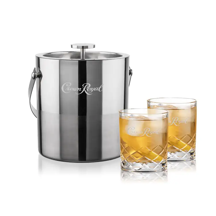 Catania Ice Bucket and 2 Durham Glasses Set