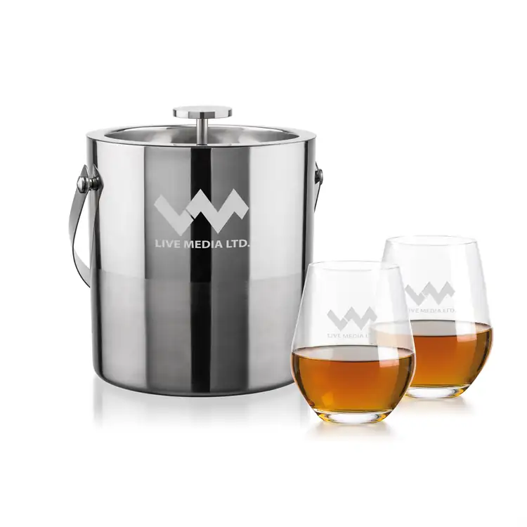 Catania Ice Bucket and 2 Graydon Glasses Set