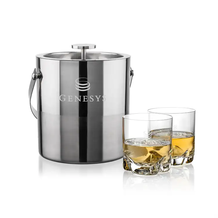 Catania Ice Bucket and 2 Hillcrest Glasses Set