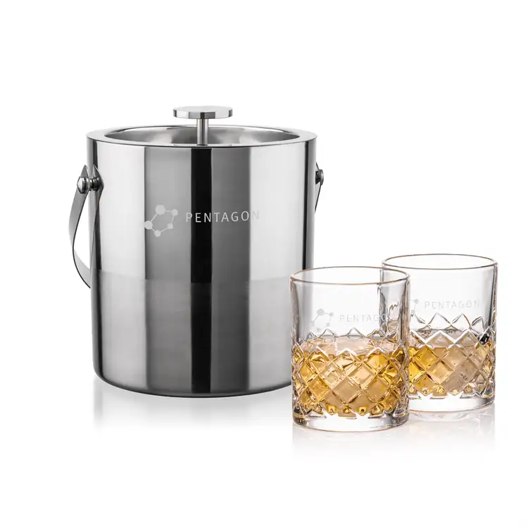 Catania Ice Bucket and 2 Longford Glasses Set