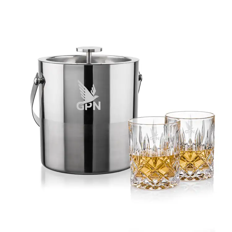 Catania Ice Bucket and 2 RIEDEL Spey Glasses Set