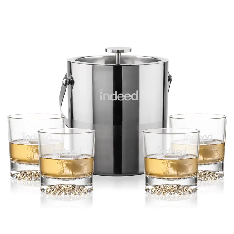 Catania Ice Bucket and 4 Buxton Glasses Set