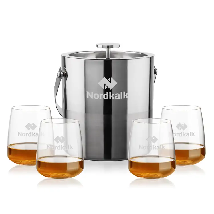 Catania Ice Bucket and 4 Dunhill Glasses Set