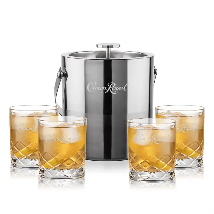Catania Ice Bucket and 4 Durham Glasses Set