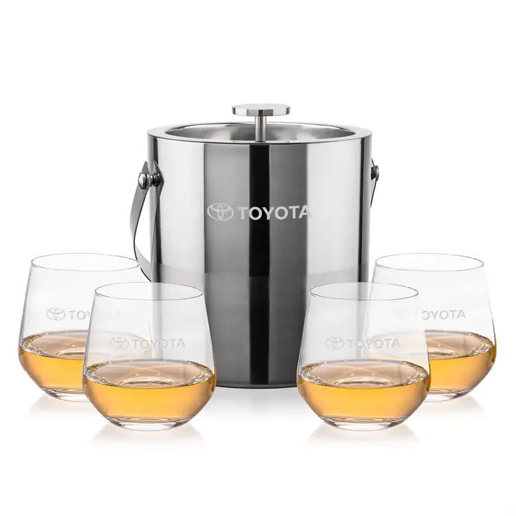 Catania Ice Bucket and 4 Garland Glasses Set