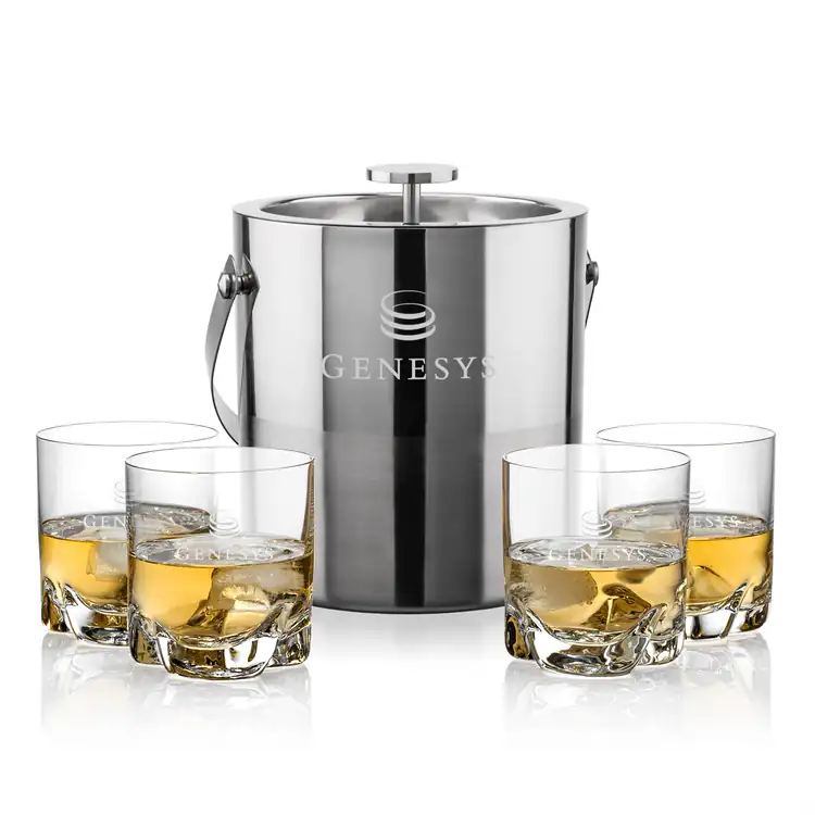 Catania Ice Bucket and 4 Hillcrest Glasses Set