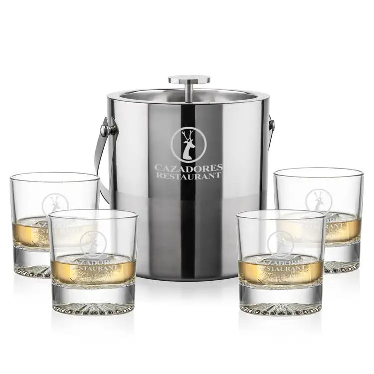 Catania Ice Bucket and 4 Romford Glasses Set