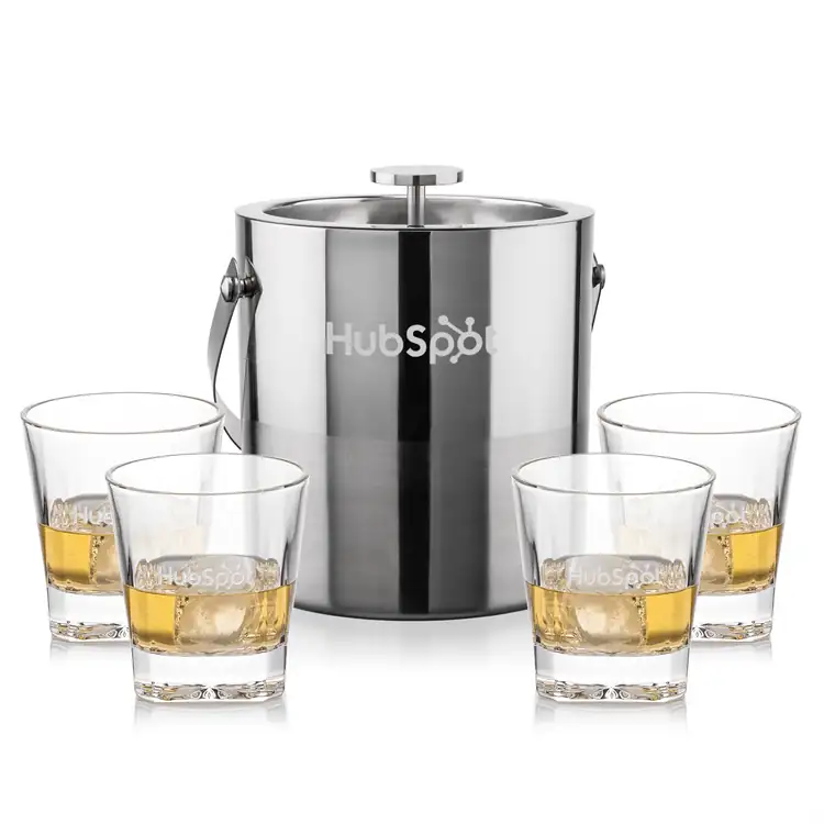 Catania Ice Bucket and 4 Santana Glasses Set
