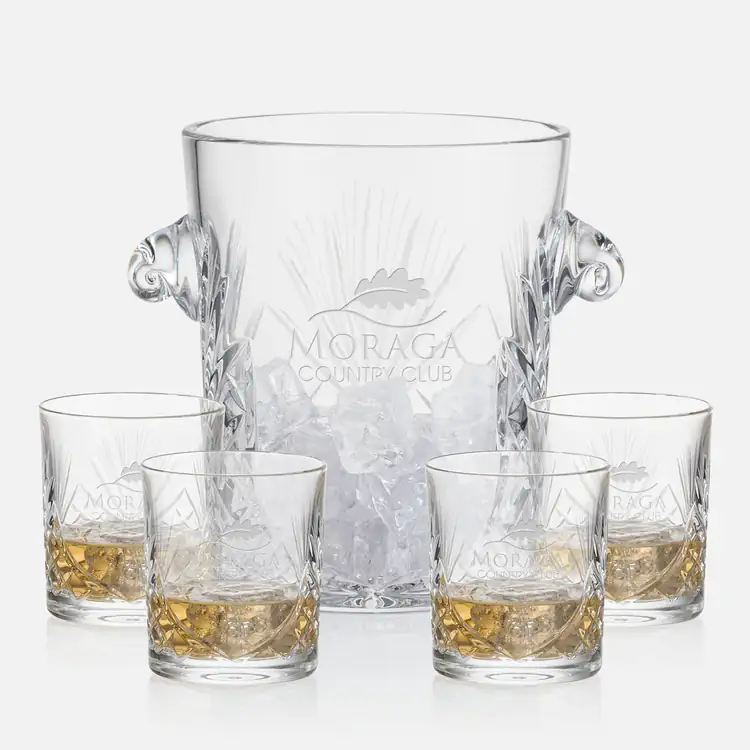 Cavanaugh Ice Bucket and 4 Cavanaugh Glasses Set