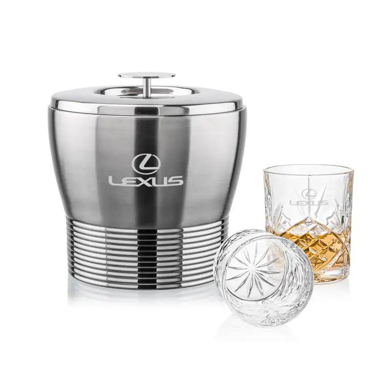Genoa Ice Bucket and 2 Brinkley Glasses Set