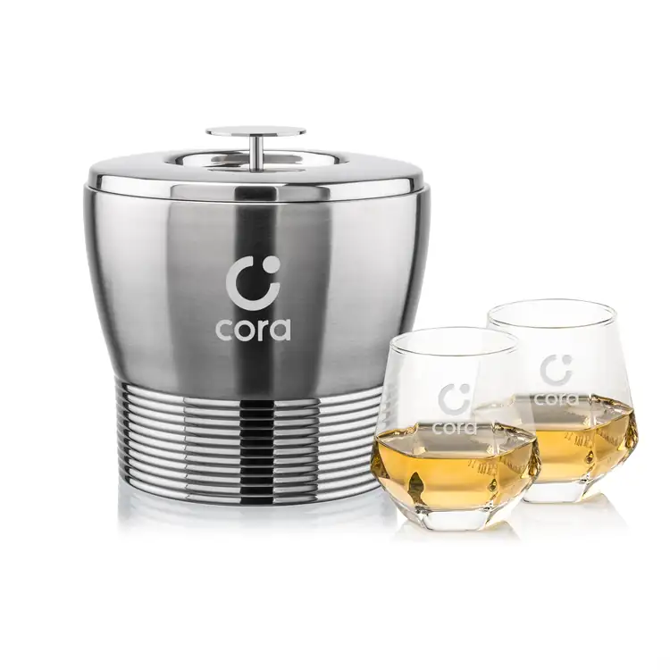 Genoa Ice Bucket and 2 Hartsdale Glasses Set