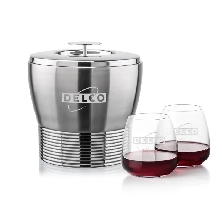 Genoa Ice Bucket and 2 Hogarth Glasses Set