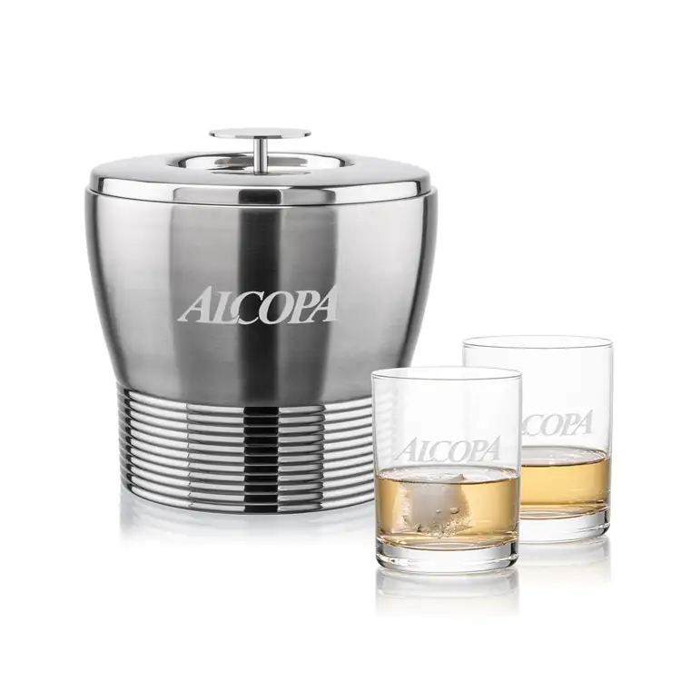 Genoa Ice Bucket and 2 Monterey Glasses Set