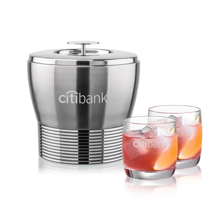 Genoa Ice Bucket and 2 Ritz Glasses Set