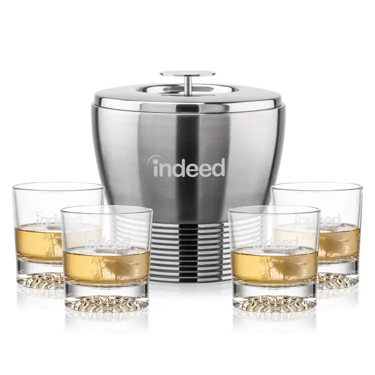 Genoa Ice Bucket and 4 Buxton Glasses Set