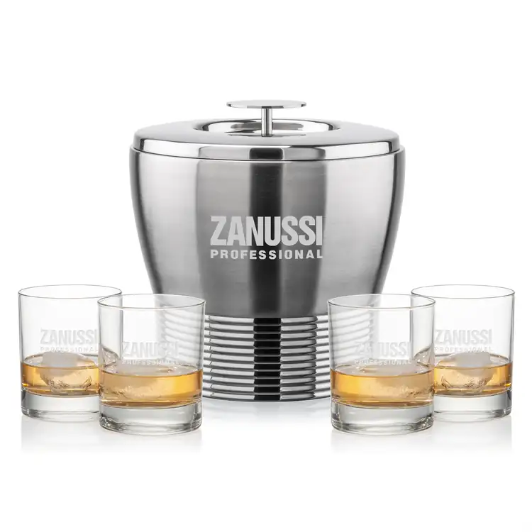 Genoa Ice Bucket and 4 Chelsea Glasses Set