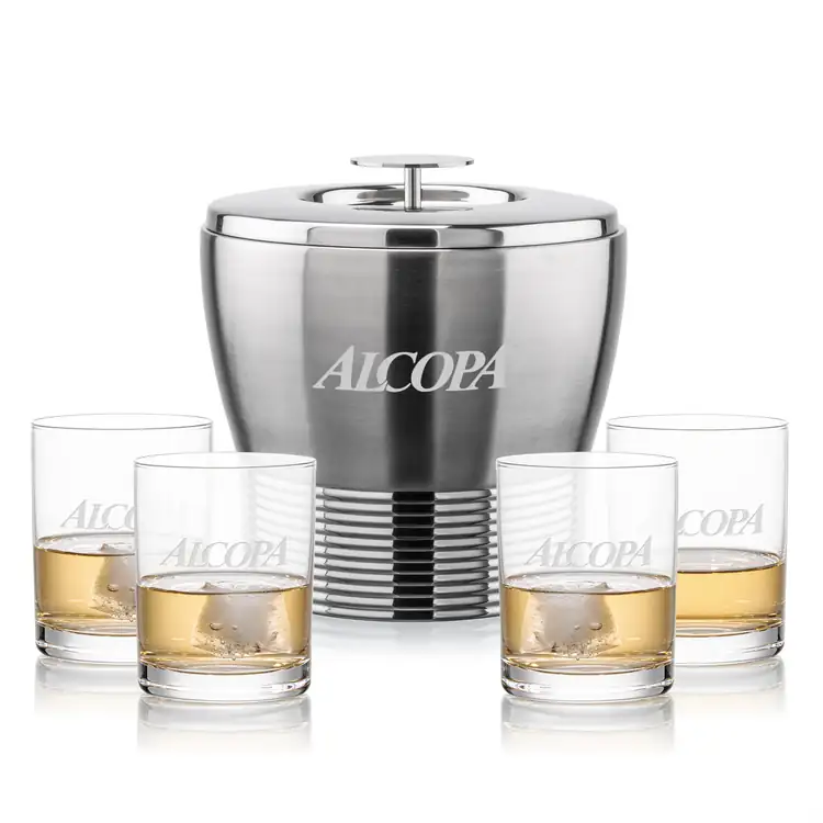 Genoa Ice Bucket and 4 Monterey Glasses Set