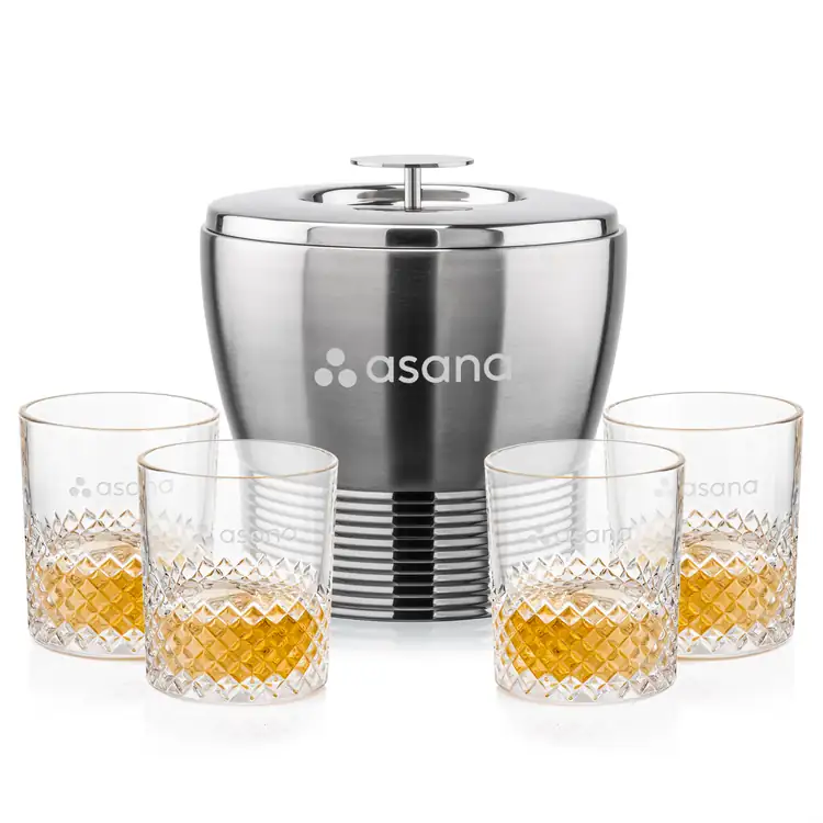 Genoa Ice Bucket and 4 Tacoma Glasses Set