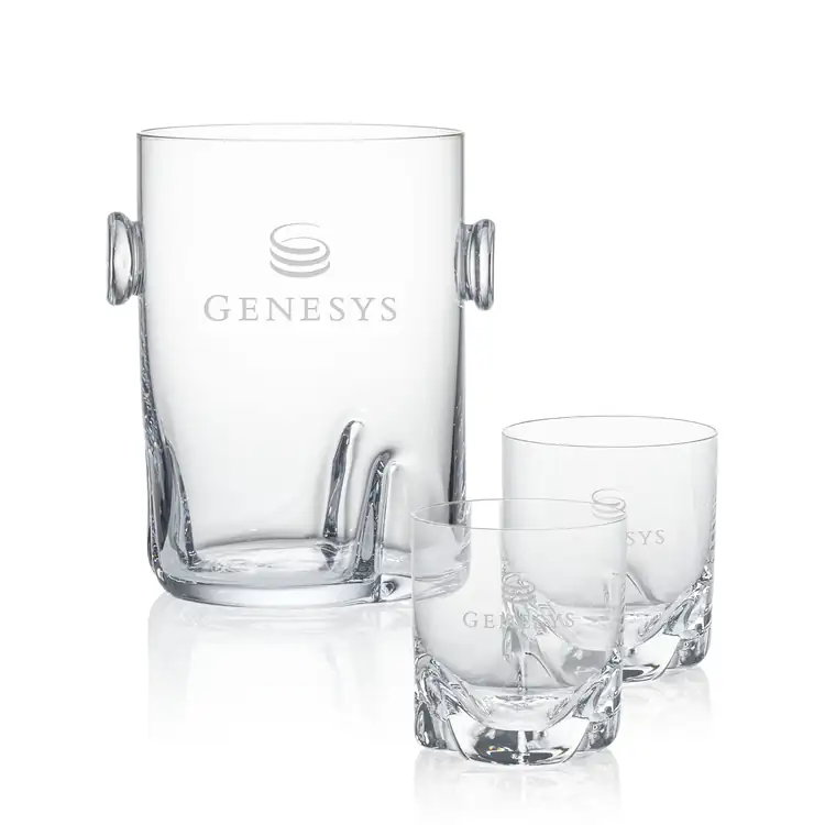 Hillcrest Ice Bucket and 2 Hillcrest Glasses Set