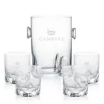 Hillcrest Ice Bucket and 4 Hillcrest Glasses Set