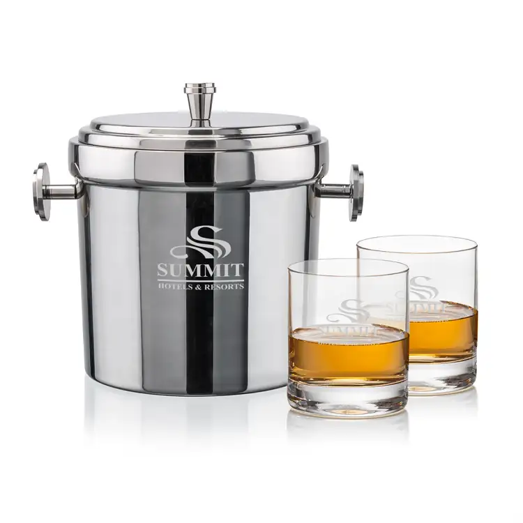 Milano Ice Bucket and 2 Dresden Glasses Set