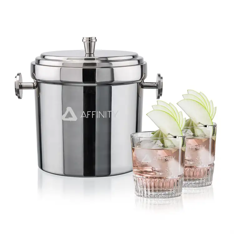 Milano Ice Bucket and 2 Newkirk Glasses Set