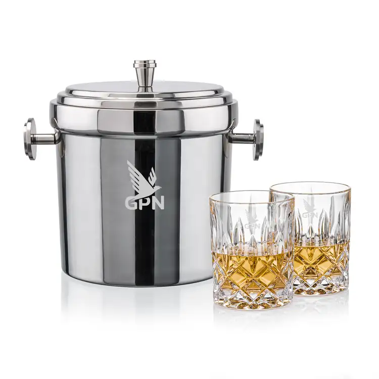 Milano Ice Bucket and 2 RIEDEL Spey Glasses Set