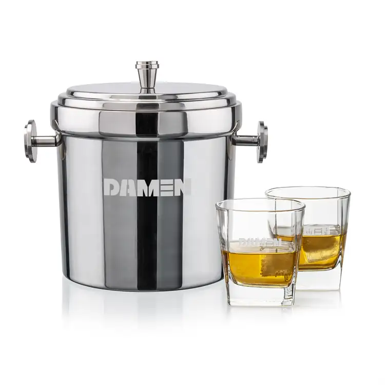 Milano Ice Bucket and 2 Sterling Glasses Set