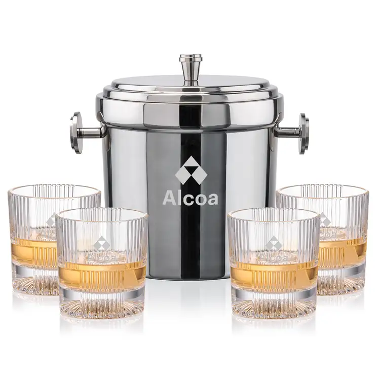 Ensemble seau à glace Milano et 4 verres Blackwell