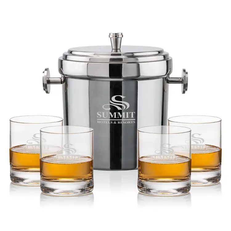 Milano Ice Bucket and 4 Dresden Glasses Set