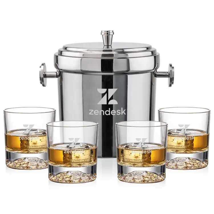 Milano Ice Bucket and 4 Heathfield Glasses Set