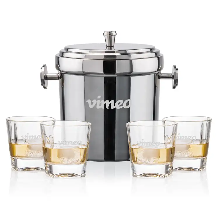 Milano Ice Bucket and 4 Kansas Glasses Set