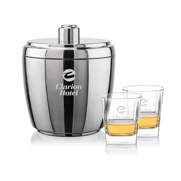 Pescara Ice Bucket and 2 Arcadia Glasses Set