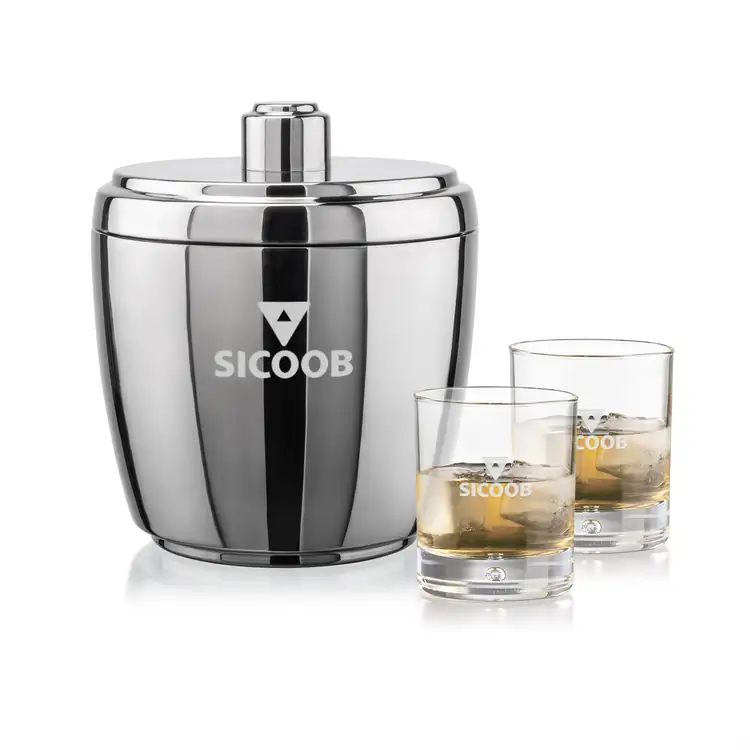 Pescara Ice Bucket and 2 Bastia Glasses Set